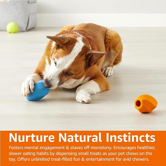 Amazon Basics Dog Treat Dispensing Chew Toy, Medium, 2-Pack, Multi Color
