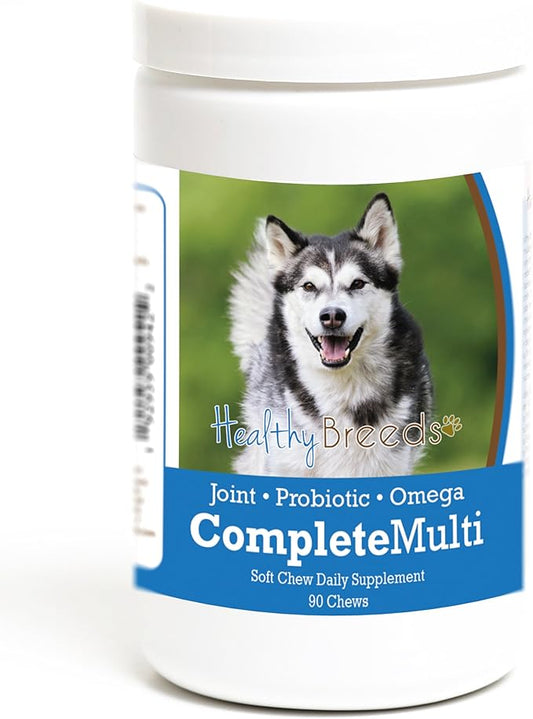 Healthy Breeds Alaskan Malamute All in One Multivitamin - Complete with Probiotics, Glucosamine, Chondroitin & Omegas - 90 Soft Chewy Treats