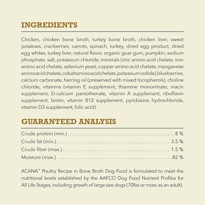 ACANA Premium Chunks Wet Dog Food, Poultry Recipe in Chicken and Turkey Bone Broth, 12.8oz (Case of 12)