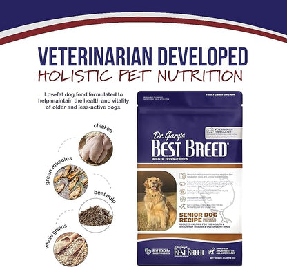 Best Breed Dr. Gary's Senior Dog Diet (Reduced Calorie) Made in USA [Natural Dry Dog Food] - 28lbs., Dark Brown, Medium