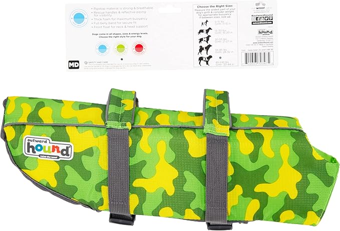 Outward Hound Granby Splash Camo Dog Life Jacket, Medium