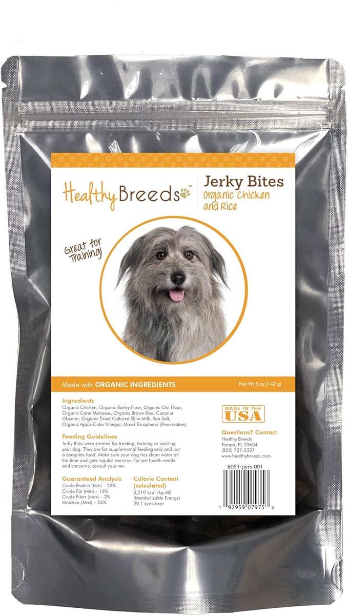 Healthy Breeds Pyrenean Shepherd Jerky Bites Chicken & Rice Recipe Dog Treats 5 oz