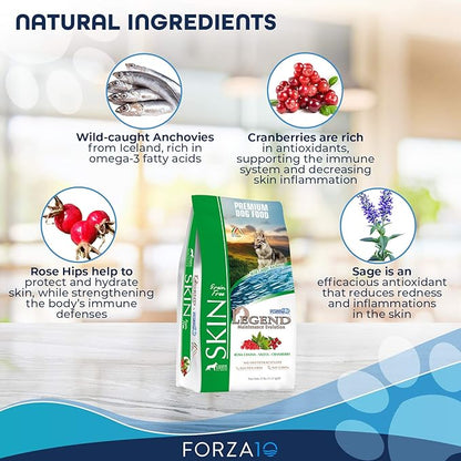 Forza10 Legend Sensitive Skin Dog Food, Grain Free Dry Dog Food for Sensitive Skin with Curative Herbs, Wild Caught Anchovy Flavor Allergy Dog Food, for Adult Dogs, Pack of 1 (25 Pounds)