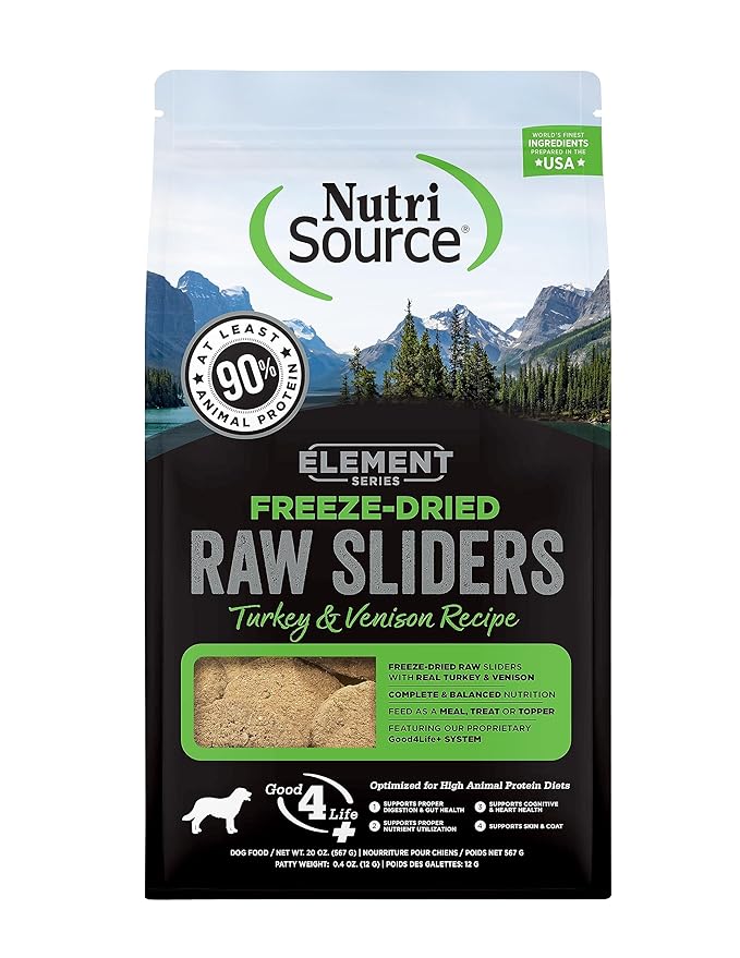NutriSource Element Series Turkey and Venison Freeze Dried Raw Sliders, 20 Ounce (Pack of 1)