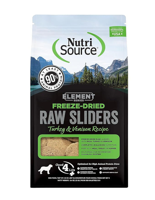 NutriSource Element Series Turkey and Venison Freeze Dried Raw Sliders, 20 Ounce (Pack of 1)