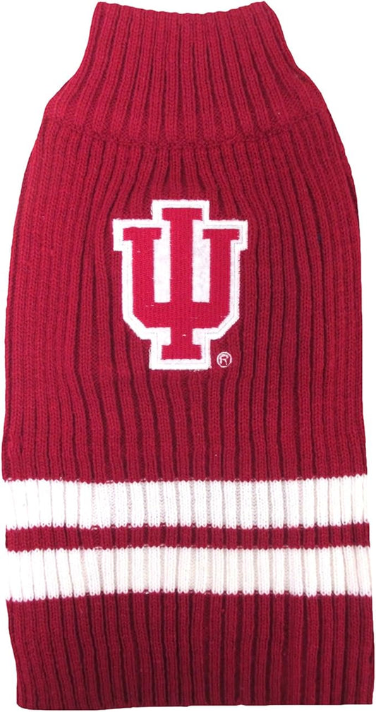 Pets First NCAA Indiana Hoosiers Dog Sweater, Size Large. Warm & Cozy Knit Pet Sweater with NCAA Team Logo, Best Puppy Sweater for Large & Small Dogs