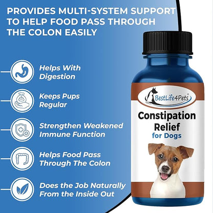 Best Life 4 Pets - Dog Stool Softener and Constipation Relief - Natural Health Supplement to Help Digestion, Dog Gas Relief and Canine Constipation - Allergy Laxatives for Dogs - Caps