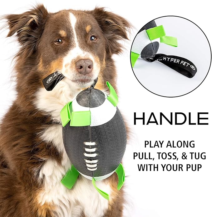 Hyper Pet Grab Tabs Dog Toys - Interactive Dog Toys for Fetch, Tug, Retrieving & Water Play - 7" Football - for All Breeds