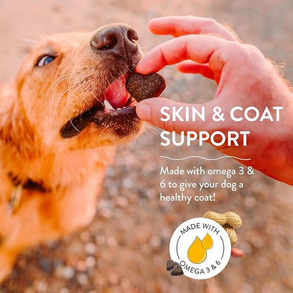 Shameless Pets Soft-Baked Dog Treats, Peanut Butter Apeel - Natural & Healthy Dog Chews for Skin & Coat Support with Omega 3 & 6 - Dog Biscuits Baked & Made in USA, Grain, Corn & Soy Free - 1-Pack