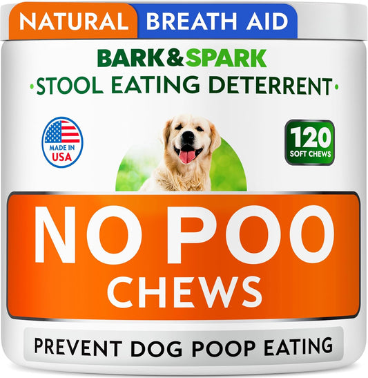 No Poo Chews for Dogs - Coprophagia & Stool Eating Deterrent with Probiotics, Digestive Enzymes & Breath Aid Support - Stop Dog Poop Eating - Made in USA - 120 Soft Chews
