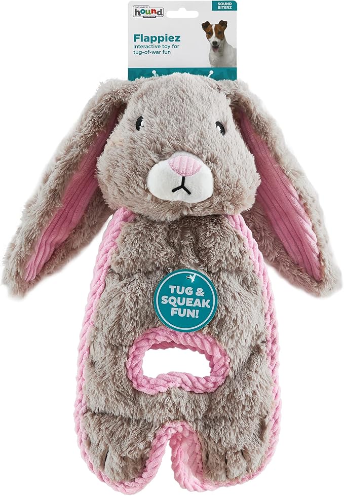 Outward Hound Cuddle Tugs Bunny Plush Squeaky Dog Toy