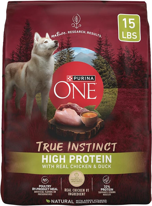 Purina ONE True Instinct High Protein Dry Dog Food Formula with Real Chicken and Duck Natural with Added Vitamins and Minerals Dog Food - 15 lb. Bag