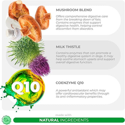 Mushroom Complex for Dogs - 90 Soft Chews - Turkey Tail Mushroom for Dogs - Immune Support, Joint Support, Digestive Support and Liver Support with Milk Thistle - Dog Mushroom Supplement (Soft Chew)
