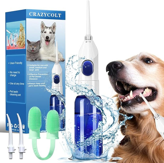 Pet Manually Tooth Cleaner - Equipped for Dog Finger Toothbrush, 2 Nozzles, for Dog and Cat Teeth Cleaning & Dental Care, Cat and Dog Toothbrush, Tooth Brushing Kit Suitable for Dog and Cat