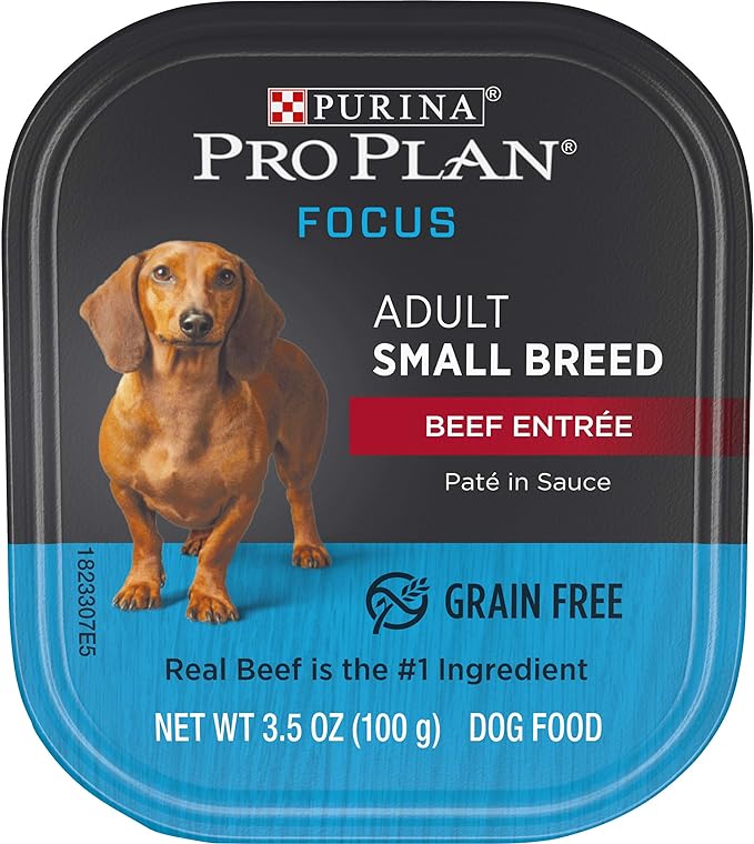 Purina Pro Plan Wet Dog Food for Small Dogs, Adult Small Breed Beef Entree High Protein Dog Food - (Pack of 12) 3.5 oz. Trays