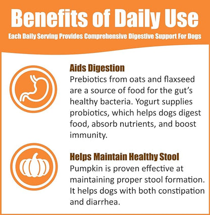 Whole Life Pet Healthy Gut Daily Supplement for Dogs – Probiotics, Prebiotics, Pumpkin. Helps Digestion + Stool Formation. Mixes in Food or with Water for Hydrating Snack