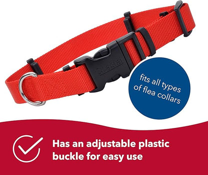 Coastal Pet SecureAway Flea Collar Protectors - Comfortable Dog Collar Accessory - Protective Flea Collar for Dogs - Adjustable Dog & Puppy Flea Collar Protection - Red, 1" x 14-20"