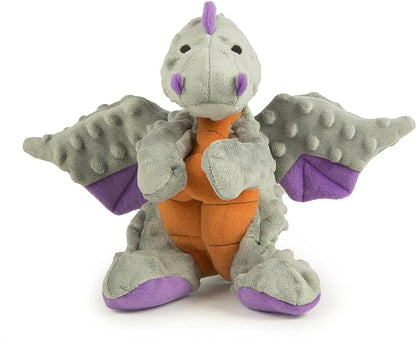 goDog Bubble Plush Dragons Squeaky Dog Toy, Chew Guard Technology - Gray, Large