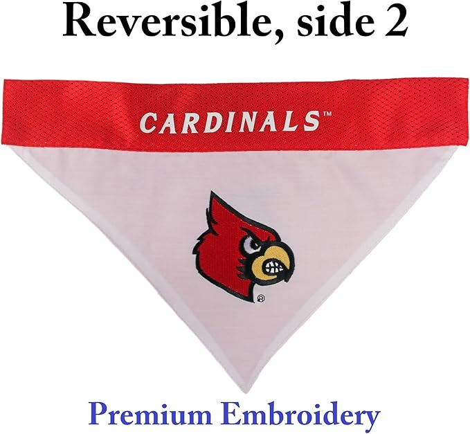 Pets First Collegiate Pet Accessories, Reversible Bandana, Louisville Cardinals, Large/X-Large