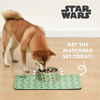 STAR WARS The Mandalorian Baby Yoda Ceramic Dog Bowl, 3.5 Cups | Meal Time Dog Food Bowl, Green Dog Bowl with Baby Yoda | Dog Water Bowl for Dry Food or Wet Food,1 Count (Pack of 1),FF16627
