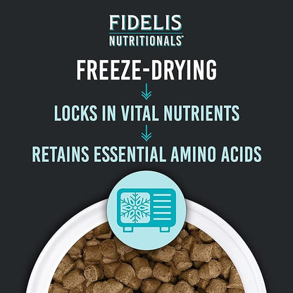 FIDELIS Freeze Dried Raw Dog Food with Superfoods for Large Dog Breeds (32 oz) - Made in USA with Free Range Beef, Grain-Free, High Protein for Adult or Puppy