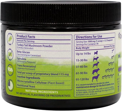 ZENAPET Allergy Immune Support Supplement for Dogs, Superfood 100% Human-Grade with Turkey Tail Mushroom, Prebiotics for Gut Health, Itchy Skin, Seasonal Allergies & Yeast - for Small to Large Breeds