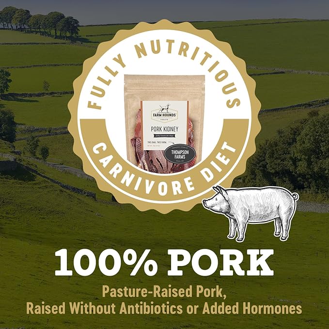 Farm Hounds Pork Kidney Jerky Treats for Dogs, Premium Dried Dog Treats, High Protein Training Treat for Small & Large Dogs, Natural & Healthy Dog Treats, Made in USA, Pork Kidney 4oz