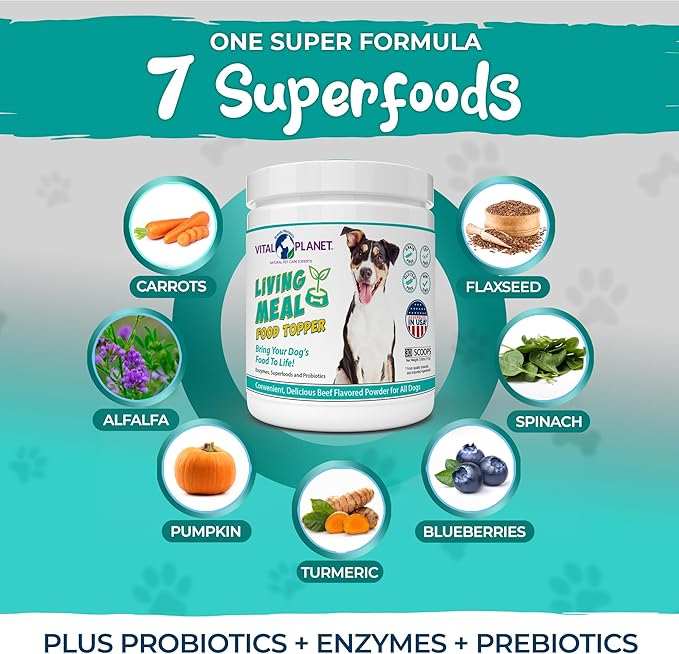 Vital Planet - Pet Living Meal Dog Powder with Enzymes Superfoods and Probiotics 111 g 30 Servings