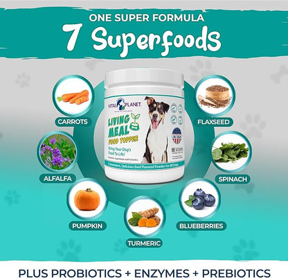 Vital Planet - Pet Living Meal Dog Powder with Enzymes Superfoods and Probiotics 111 g 30 Servings