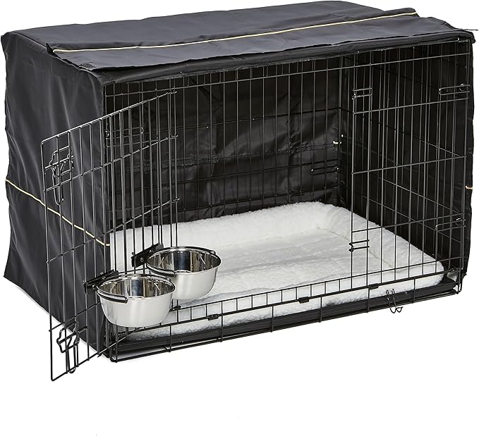 MidWest Homes for Pets iCrate Dog Crate Starter Kit | 36-Inch Crate Kit Ideal for Medium/Large Dogs (weighing 41 - 70 Pounds) || Includes Crate, Pet Bed, 2 Bowls & Crate Cover For Dogs