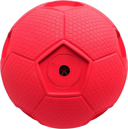Nerf Dog Soccer Ball Dog Toy with Interactive Squeaker, Lightweight, Durable and Water Resistant, 4 Inches, for Medium/Large Breeds, Single Unit, Red
