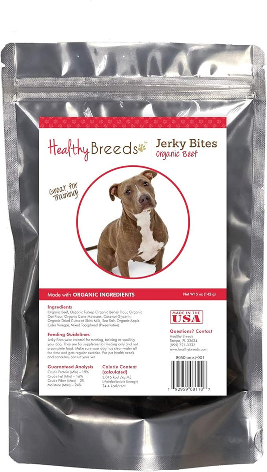 Healthy Breeds American Staffordshire Terrier Jerky Bites Beef Recipe Dog Treats 5 oz
