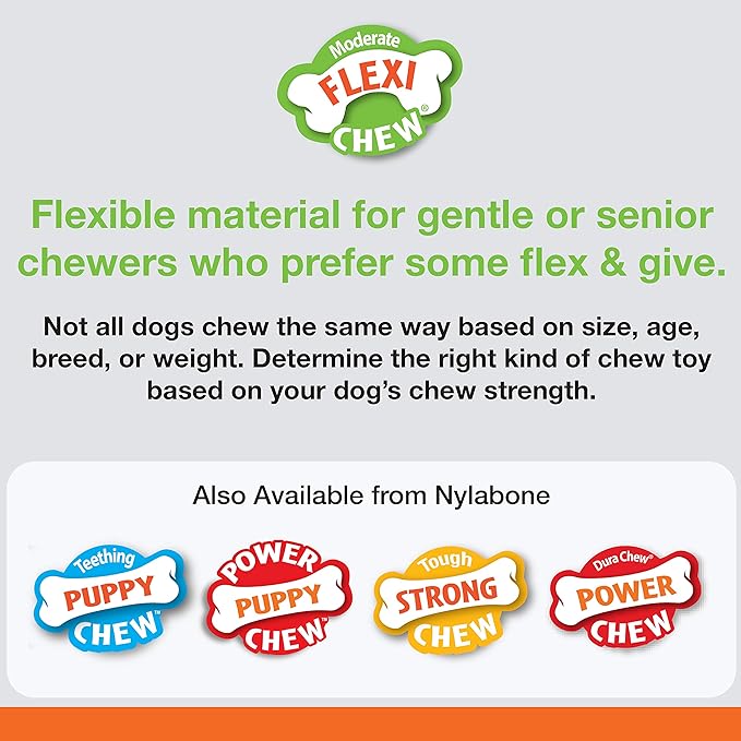 Nylabone Flexi Chew Moderate Textured Dental Chew Toy for Dogs, Chicken Flavor, X-Small/Petite (1 Count)