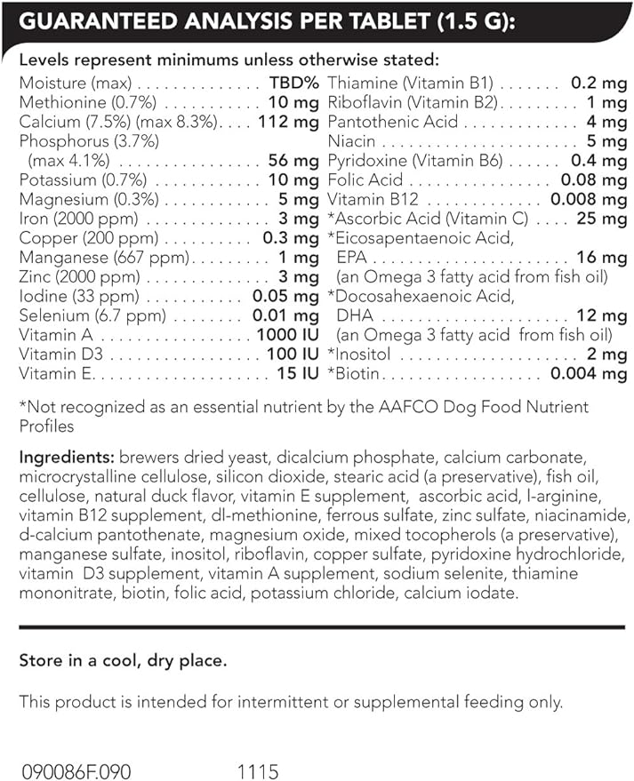 VETRISCIENCE Canine Plus MultiVitamin for Dogs - Vet Recommended Vitamin Supplement - Supports Mood, Skin, Coat, Liver Function, 90 Tablets