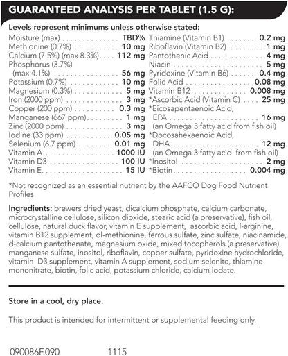 VETRISCIENCE Canine Plus MultiVitamin for Dogs - Vet Recommended Vitamin Supplement - Supports Mood, Skin, Coat, Liver Function, 90 Tablets