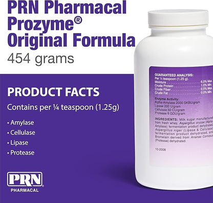 PRN Pharmacal ProZyme Original Formula Enzyme Replacement Supplement - Reinforces Animal's Digestive System, Supports Dog & Cat Food Breakdown - Promotes Pet's Digestive Health - 454 g, 1 lb Bottle