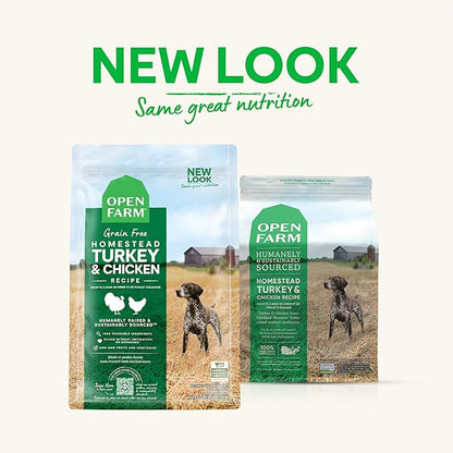 Open Farm Homestead Turkey and Chicken Grain-Free Dry Dog Food, 100% Certified Humane Poultry Recipe with Non-GMO Superfoods and No Artificial Flavors or Preservatives, 22 lbs