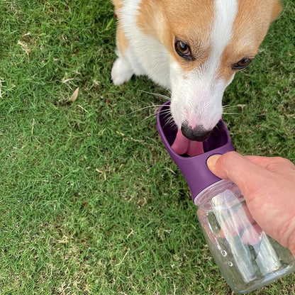 WePet Portable Dog Water Bottle with Food Container, 19 OZ + 6 OZ, Leak Proof Puppy Water Dispenser with Drinking Feeder for Pets Outdoor Walking, Hiking, Travel, Food Grade Plastic