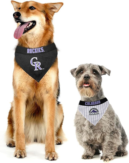 Pets First ROC-3217-S-M MLB Colorado Rockies Reversible Pet Bandana, Small/Medium, MLB Team Color