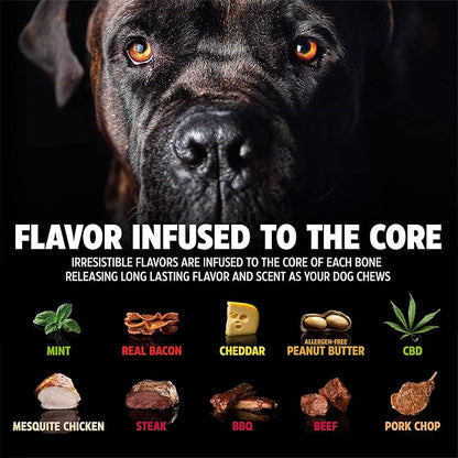 Pet Qwerks Nylon Stick BarkBone - Durable Dog Toys for Aggressive Chewers - Peanut Butter Flavor - 6"