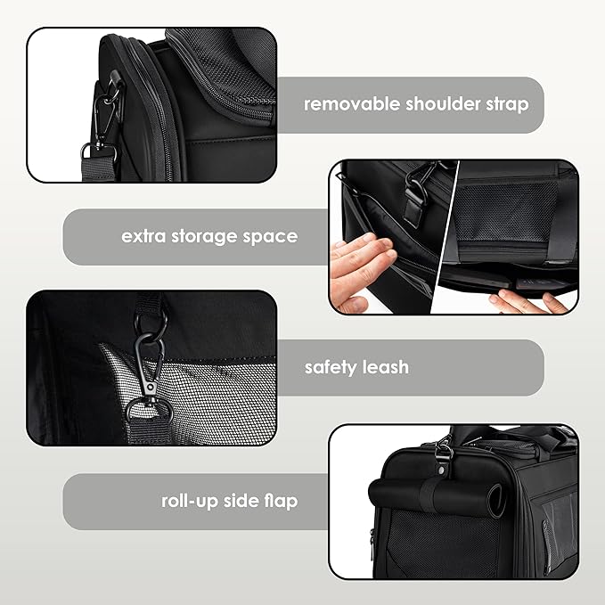 TSA Airline Approved PU Leather Luxury Pet Carrier - Size XS/S - for Small Dogs and Cats