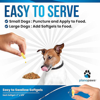 Omega 3 Fish Oil for Dogs - Salmon Oil for Dogs - Dog Fish Oil Supplement May Help Shedding, Allergy, Itch Relief - Supports Dry Skin, Joints - Dog Skin and Coat Supplement - 90 Fish Oil Pills EPA DHA