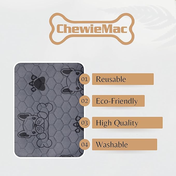 Washable Pee Pads for Dogs (2-Pack) Large 28 in x 35 in, Reusable Quilted Pet Training, Dark Gray Floor Mat Absorbent Whelping Potty and Crate Liner (DK Gray)