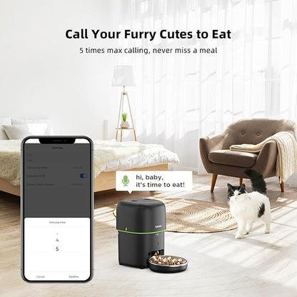 Automatic Cat Feeder WiFi - Easy to Clean 2L/4L WiFi Automatic Cat Feeder for Remote Feeding, Cat Food Dispenser with Lock Feature and Suitable Portion Size, Only 2.4GHz