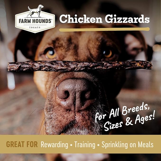 Farm Hounds Premium Chicken Gizzard Sticks, 100% Natural, Pasture-Raised Chicken Treats for Dogs, Dehydrated Dog Protein Treats from Humane Farms, Dog Training Supplies & Essentials, 2-Pack