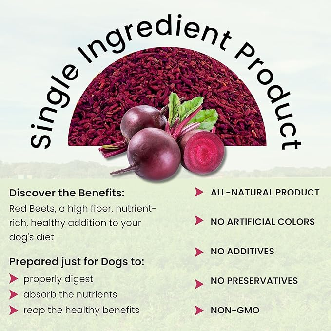 Olewo Red Beets for Dogs Granular – Natural Anti Itch for Dogs, Dog Food Topper, Immune, Cleansing, Skin & Coat Support, Dehydrated Whole Food Dog Multivitamin, Fiber for Dogs, 22 oz