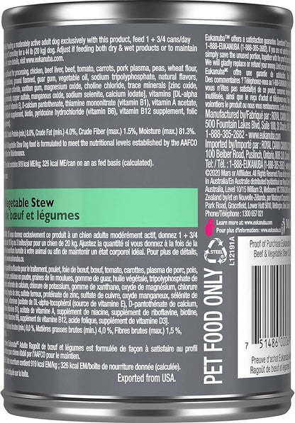Eukanuba Beef & Vegetable Stew Adult Wet Dog Food, 12.5 oz can (12-count)