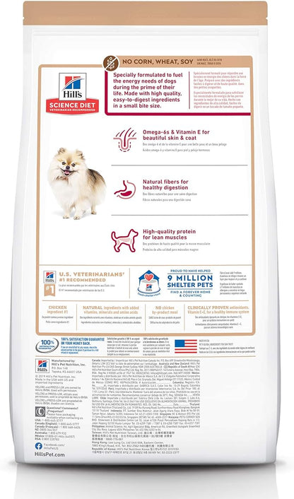 Hill's Science Diet Adult 1-6, Adult 1-6 Premium Nutrition, Small Kibble, Dry Dog Food, No Corn, Wheat, Soy Chicken & Brown Rice, 15 lb Bag