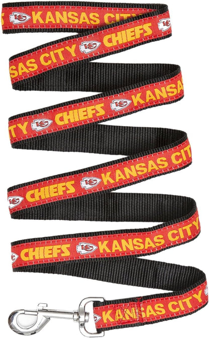 NFL PET Leash, Medium, Kansas City Chiefs Dog Leash, Football Team Leash for Dogs & Cats. A Shiny & Colorful Dog & Cat Leash with Embroidered Team Name/Logo Licensed by the NFL