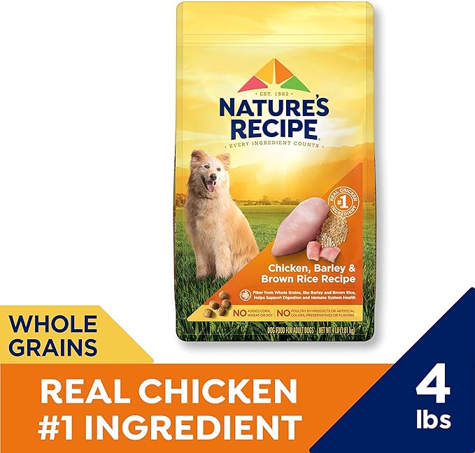 Nature′s Recipe Chicken, Barley & Brown Rice Recipe Dry Dog Food, 4 lb. Bag